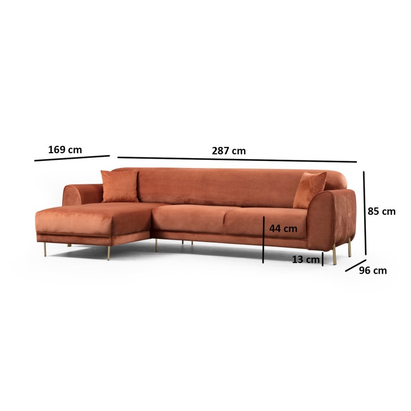 Corner Sofa-Bed Image Corner Left ( Chl-3R ) - Cinnamon Cinnamon