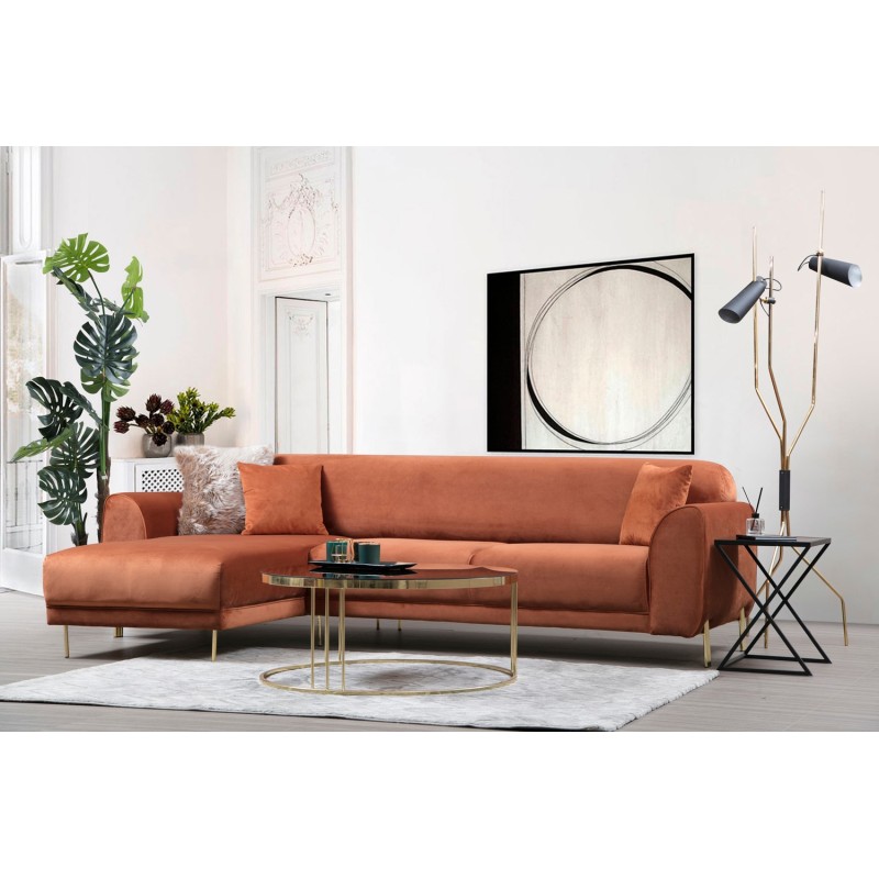 Corner Sofa-Bed Image Corner Left ( Chl-3R ) - Cinnamon Cinnamon
