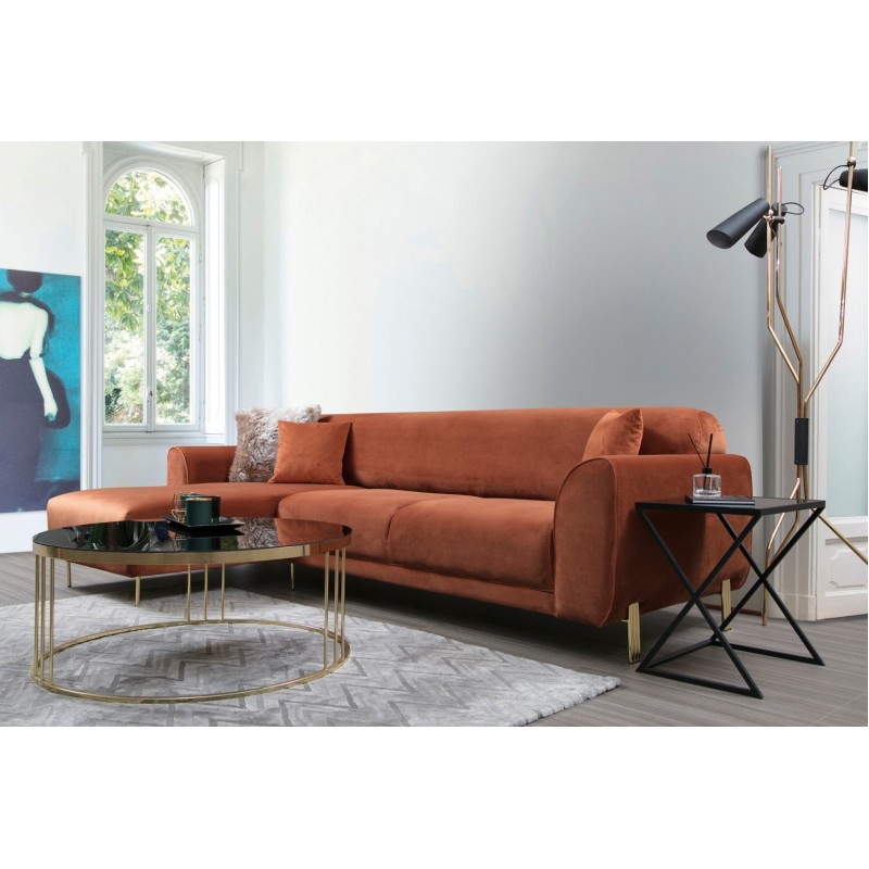 Corner Sofa-Bed Image Corner Left ( Chl-3R ) - Cinnamon Cinnamon