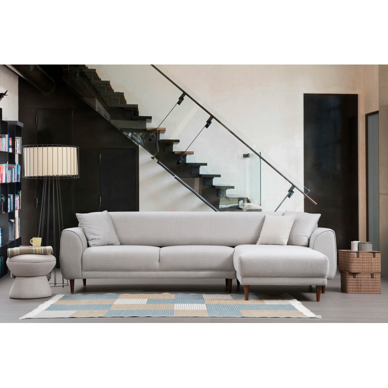 Corner Sofa-Bed Image Corner Right ( L3-Chl ) - Beige Beige