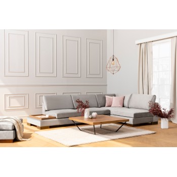 Corner Sofa Tulip Corner Right With Pouf - Light Grey Light Grey