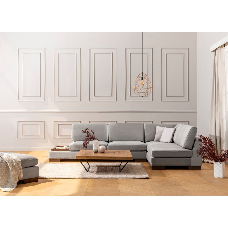 Corner Sofa Tulip Corner Right With Pouf - Light Grey Light Grey