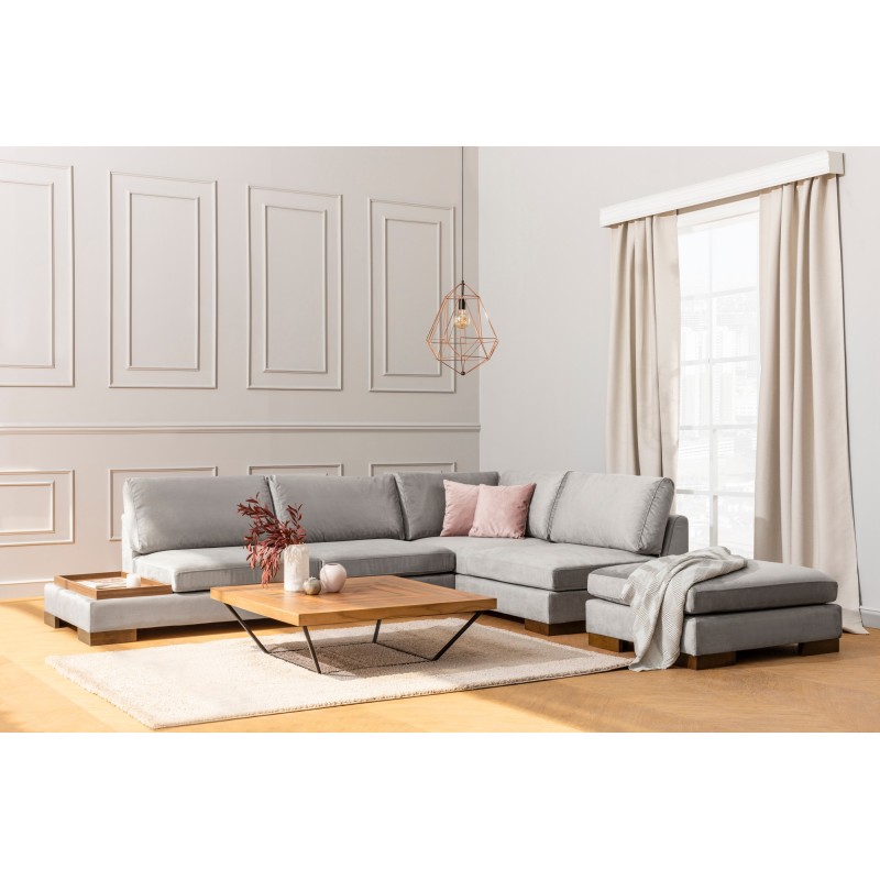 Corner Sofa Tulip Corner Right With Pouf - Light Grey Light Grey