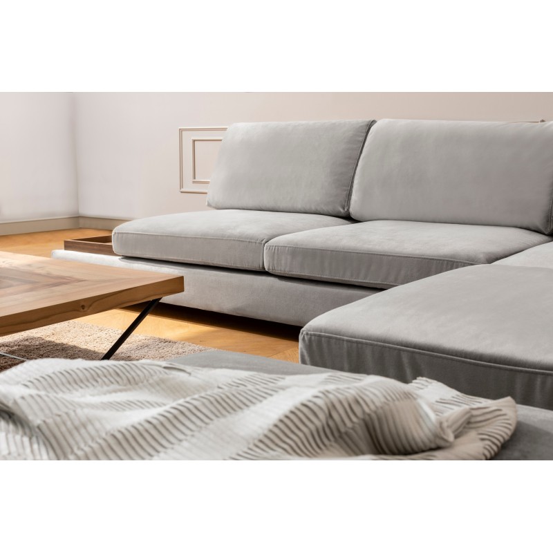 Corner Sofa Tulip Corner Right With Pouf - Light Grey Light Grey