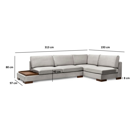 Corner Sofa Tulip Corner Right Without Pouf - Light Grey Light Grey Corner Sofa Tulip Corner Right Without Pouf - Light Grey Light Grey