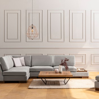 Corner Sofa Tulip Corner Left With Pouf - Light Grey Light Grey