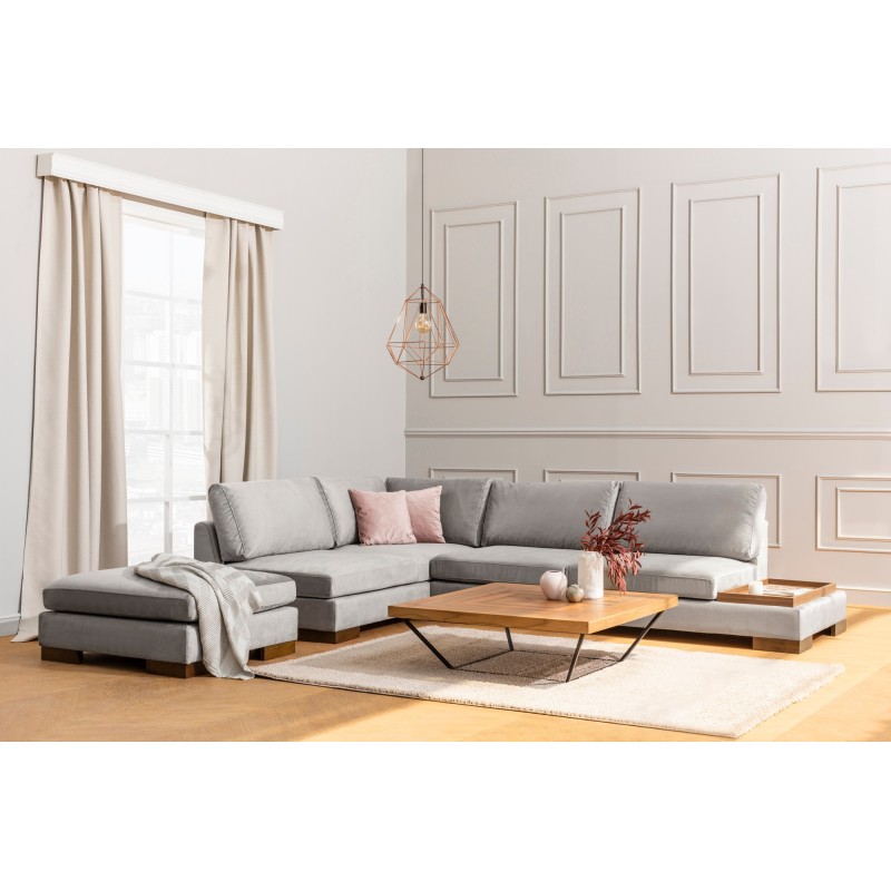Corner Sofa Tulip Corner Left With Pouf - Light Grey Light Grey