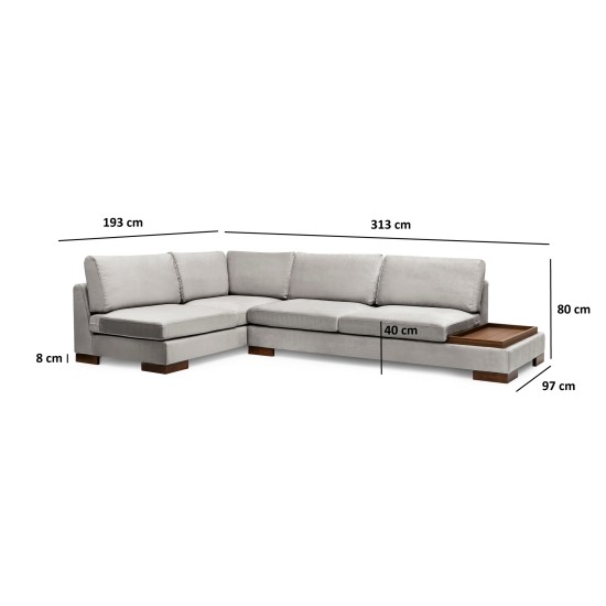 Corner Sofa Tulip Corner Left Without Pouf - Light Grey Light Grey Corner Sofa Tulip Corner Left Without Pouf - Light Grey Light Grey