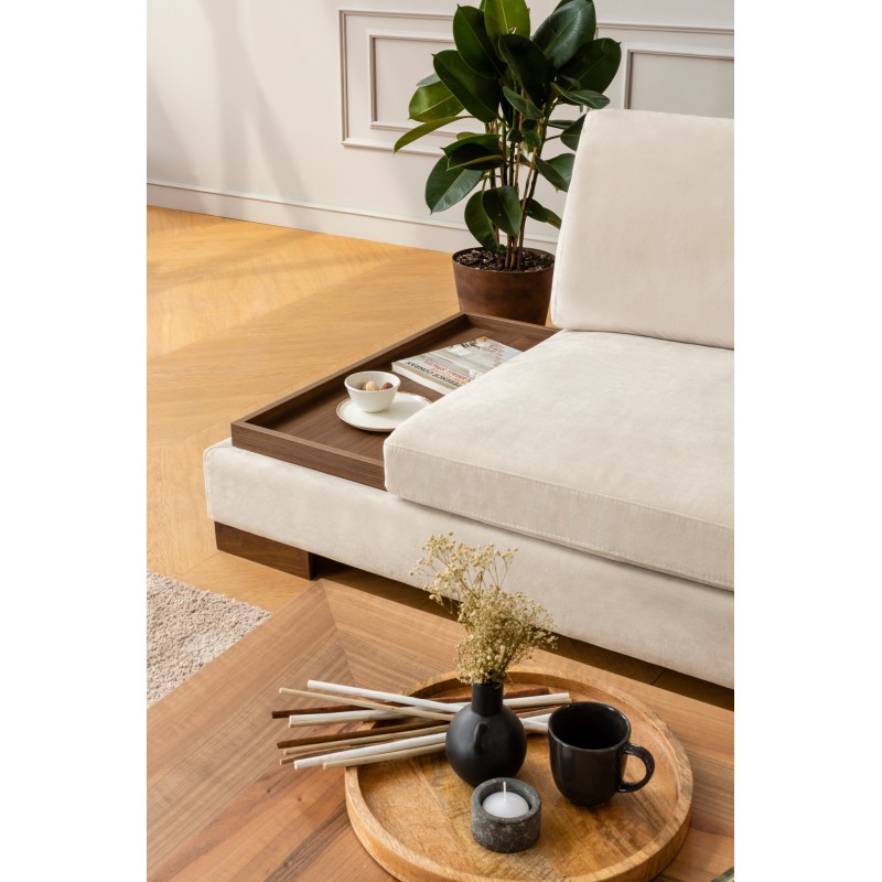 Γωνιακός Καναπές Tulip - Δεξιά Γωνία - Σετ Με Πουφ - Χρώμα Μπεζ - 313x97x80εκ