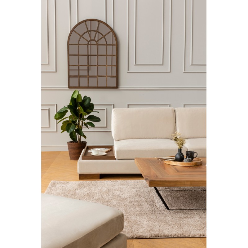 Γωνιακός Καναπές Tulip - Δεξιά Γωνία - Σετ Με Πουφ - Χρώμα Μπεζ - 313x97x80εκ