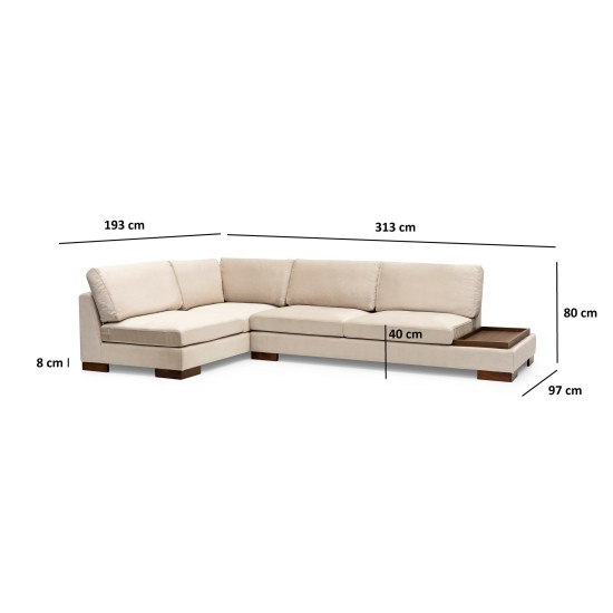 Corner Sofa Tulip Corner Left Without Pouf - Beige Beige Atelier del Sofa Corner Sofa Tulip Corner Left Without Pouf - Beige Beige