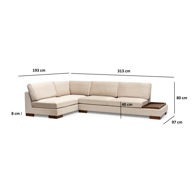 Atelier del Sofa Corner Sofa Tulip Corner Left Without Pouf - Beige Beige