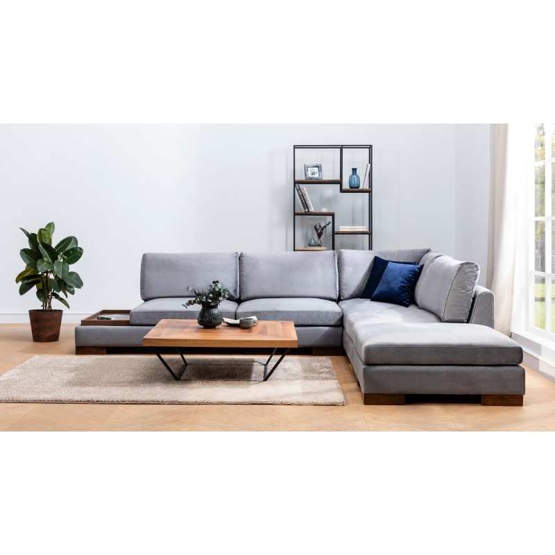 Corner Sofa Tulip Corner Right With Pouf - Dark Grey Dark Grey