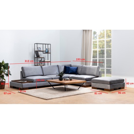 Corner Sofa Tulip Corner Right With Pouf - Dark Grey Dark Grey Corner Sofa Tulip Corner Right With Pouf - Dark Grey Dark Grey