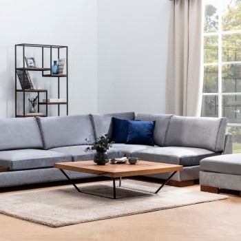 Corner Sofa Tulip Corner Right With Pouf - Dark Grey Dark Grey