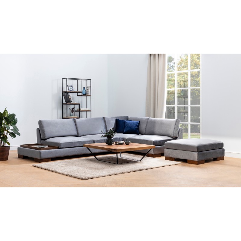 Corner Sofa Tulip Corner Right With Pouf - Dark Grey Dark Grey