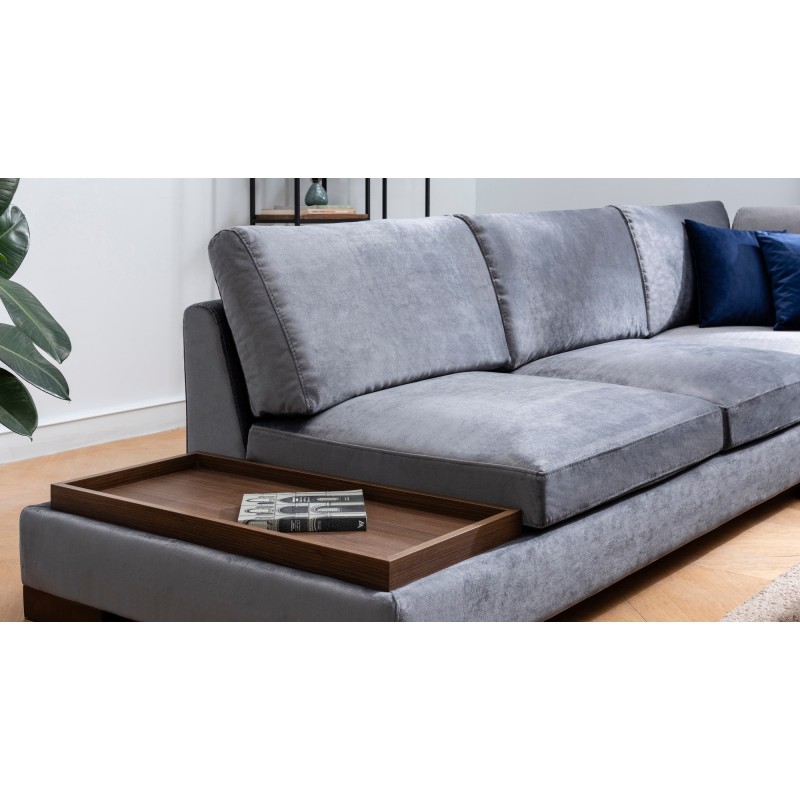 Corner Sofa Tulip Corner Right With Pouf - Dark Grey Dark Grey