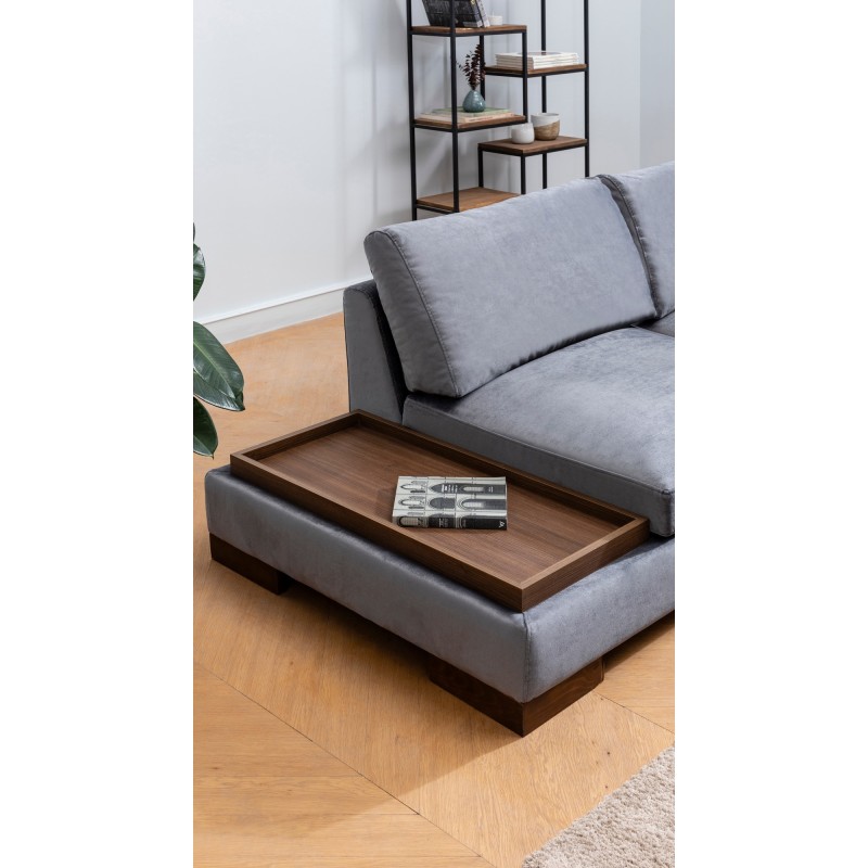 Corner Sofa Tulip Corner Right With Pouf - Dark Grey Dark Grey