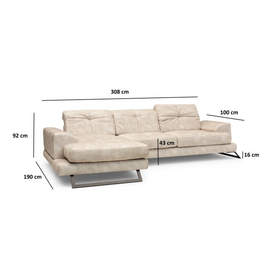Corner Sofa Frido Corner Left (Chl+3R) - Beige Beige Corner Sofa Frido Corner Left (Chl+3R) - Beige Beige