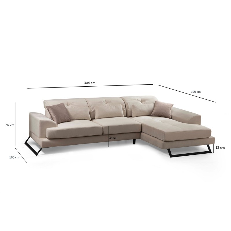 Corner Sofa Frido Corner Right (L3+Chl) - Ecru Ecru