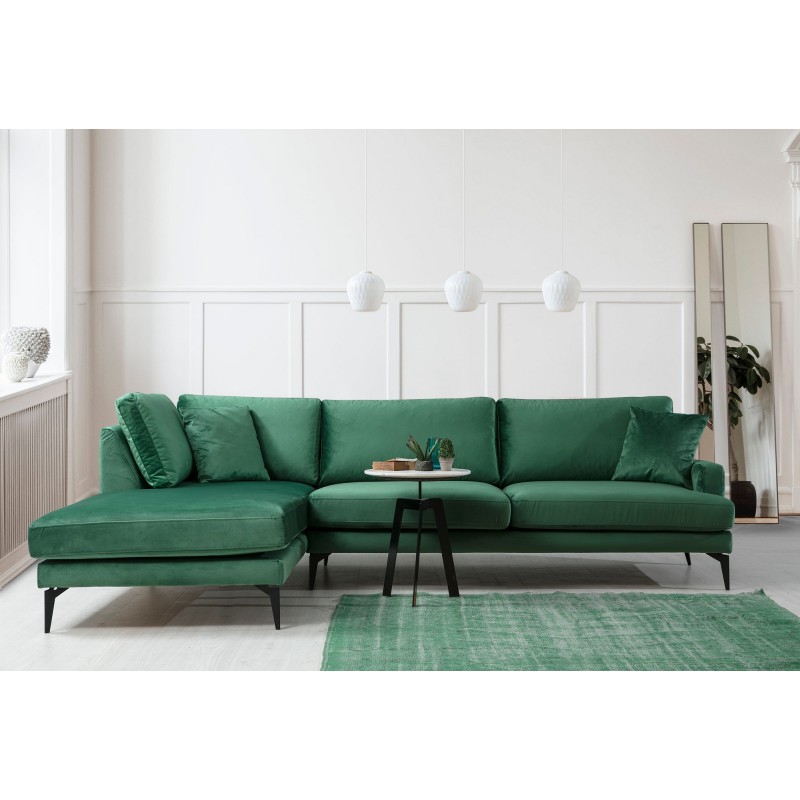Γωνιακός Καναπές Papira Γωνία(CHL+3R) 283x90x88εκ - Green