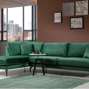 Γωνιακός Καναπές Papira Γωνία(CHL+3R) 283x90x88εκ - Green