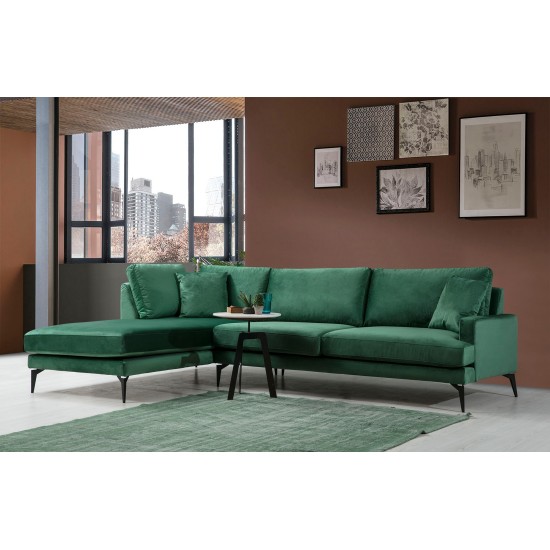 Γωνιακός Καναπές Papira Γωνία(CHL+3R) 283x90x88εκ - Green Γωνιακός Καναπές Papira Γωνία(CHL+3R) 283x90x88εκ - Green