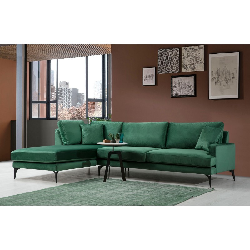 Γωνιακός Καναπές Papira Γωνία(CHL+3R) 283x90x88εκ - Green