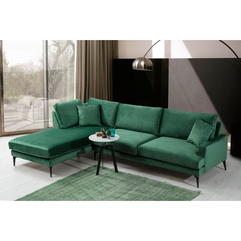 Γωνιακός Καναπές Papira Γωνία(CHL+3R) 283x90x88εκ - Green