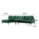 Γωνιακός Καναπές Papira Γωνία(CHL+3R) 283x90x88εκ - Green Γωνιακός Καναπές Papira Γωνία(CHL+3R) 283x90x88εκ - Green