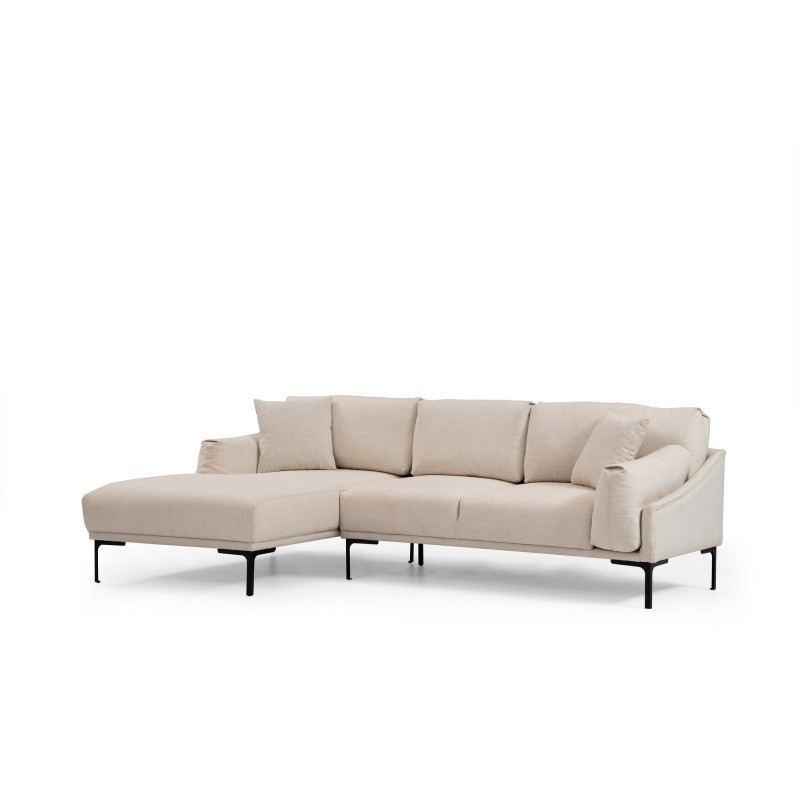 Γωνιακός Καναπές Leo Αριστερή Γωνία 255x90x65εκ - Cream