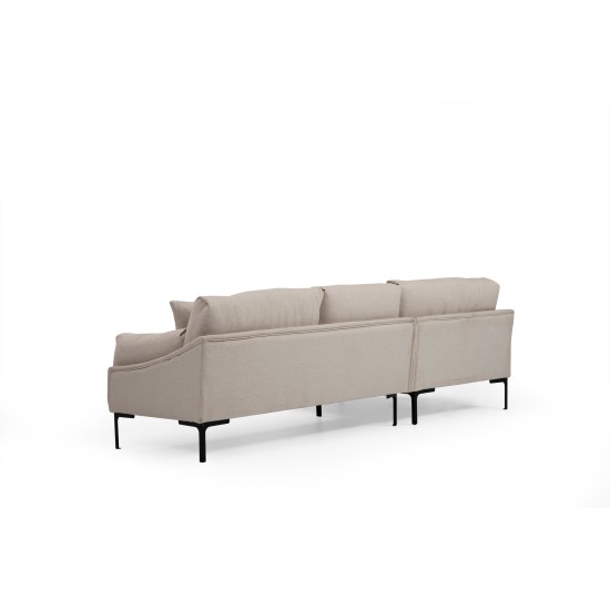 Γωνιακός Καναπές Leo Αριστερή Γωνία 255x90x65εκ - Cream