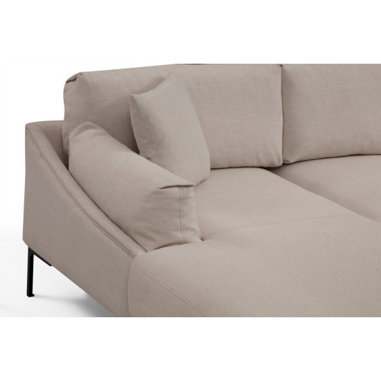 Γωνιακός Καναπές Leo Αριστερή Γωνία 255x90x65εκ - Cream