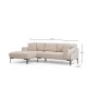 Γωνιακός Καναπές Leo Αριστερή Γωνία 255x90x65εκ - Cream