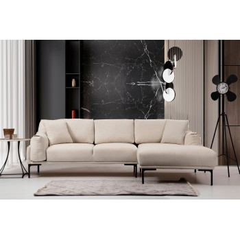 Γωνιακός Καναπές Leo Δεξιά Γωνία 255x90x65εκ - Cream 