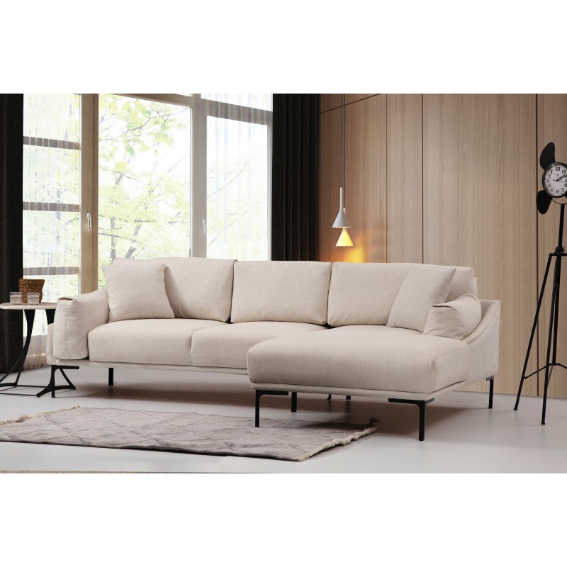 Γωνιακός Καναπές Leo Δεξιά Γωνία 255x90x65εκ - Cream