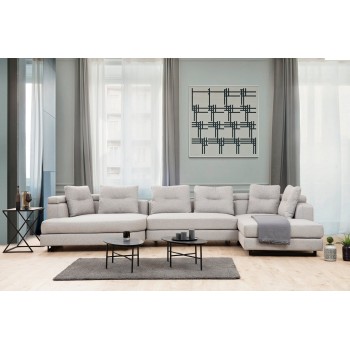 Γωνιακός Καναπές Δεξιά Γωνία Padova - Χρώμα Light Grey - 385x200x70εκ