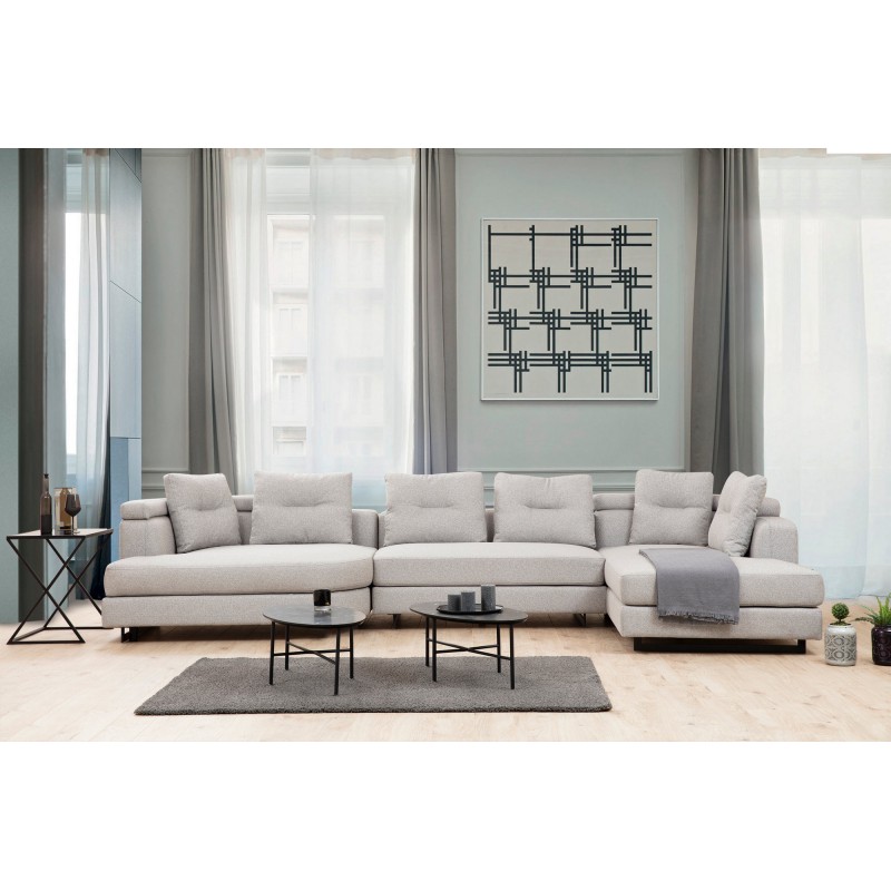 Γωνιακός Καναπές Δεξιά Γωνία Padova - Χρώμα Light Grey - 385x200x70εκ
