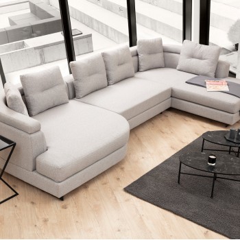 Γωνιακός Καναπές Δεξιά Γωνία Padova - Χρώμα Light Grey - 385x200x70εκ