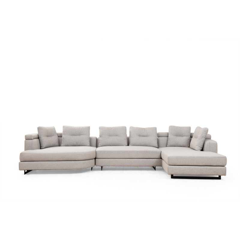 Γωνιακός Καναπές Δεξιά Γωνία Padova - Χρώμα Light Grey - 385x200x70εκ