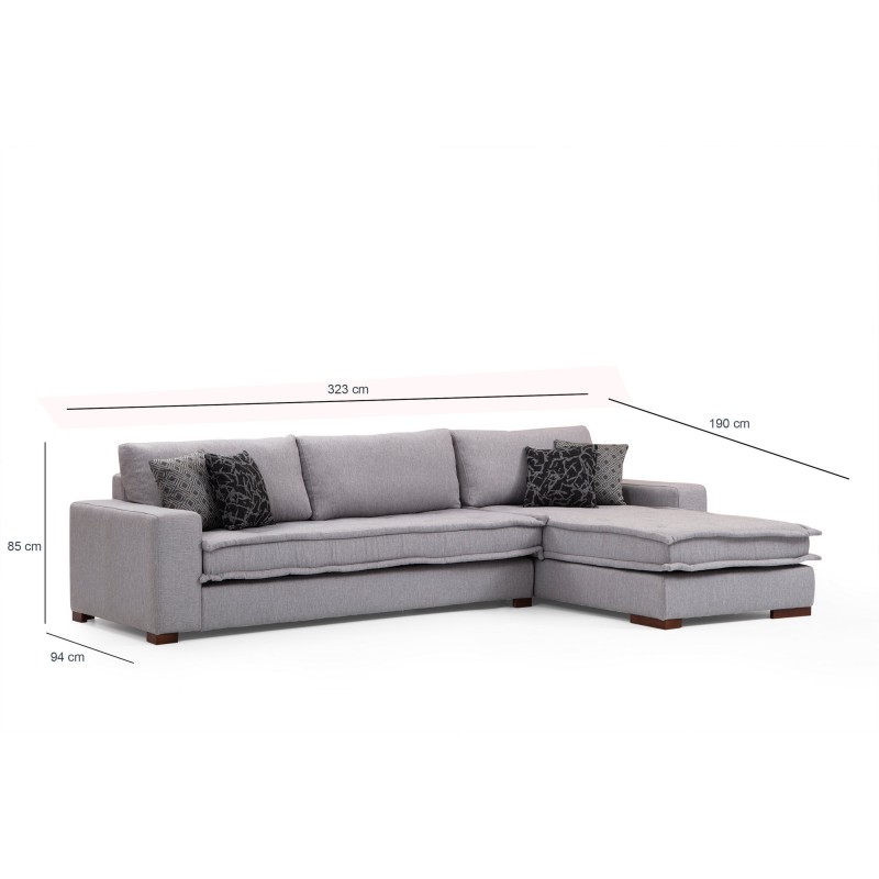 Corner Sofa Lena Corner Right ( L3+Chl ) - Light Grey Light Grey