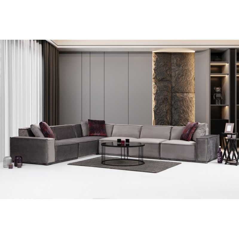 Γωνιακός Καναπές - Lego Corner - 560ARE1185 - Χρώμα Grey - 300x388x76εκ