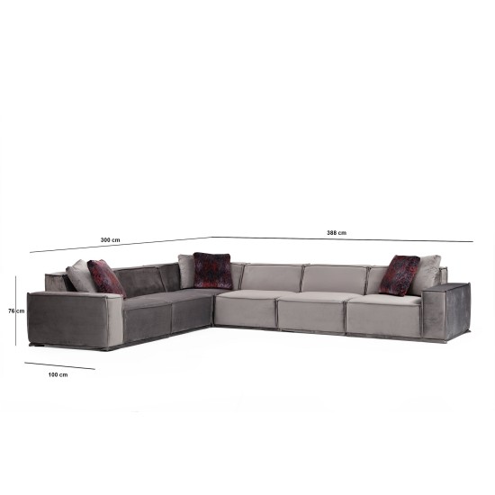 Corner Sofa Lego Corner 1 (L1-O1-C-O1-O1-1R) Grey