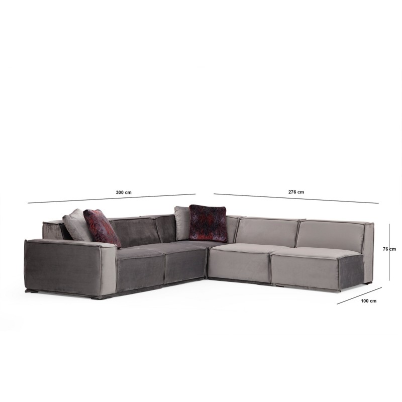 Corner Sofa Lego Corner 4 (L1-O1-C-O1-O1) Grey