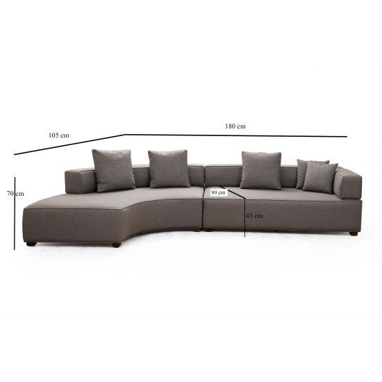 Corner Sofa Gondol-1 (CHL-3R) - Grey Grey Corner Sofa Gondol-1 (CHL-3R) - Grey Grey