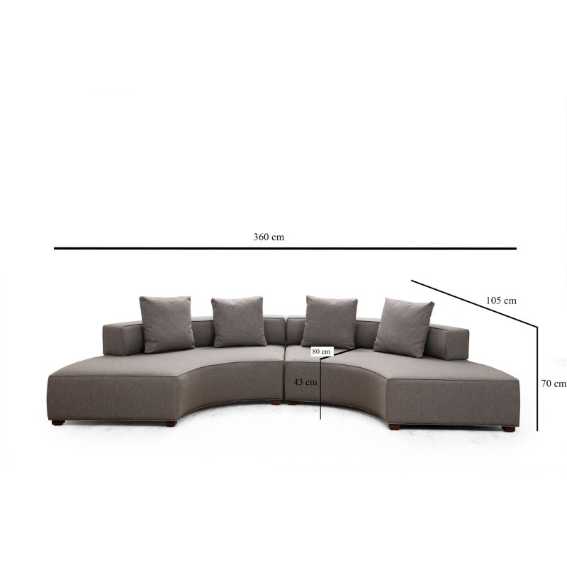 Corner Sofa Gondol-2 (CHL-SOL-CHL-SAĞ) - Grey Grey