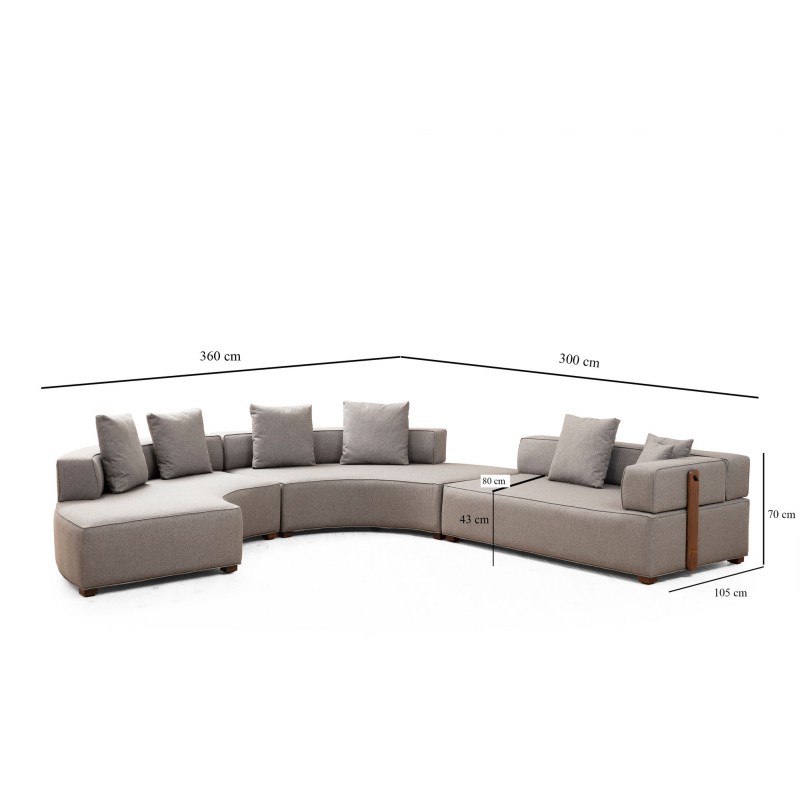 Corner Sofa Gondol-4 (CHL SOL-CHLSAĞ-3R) - Grey Grey