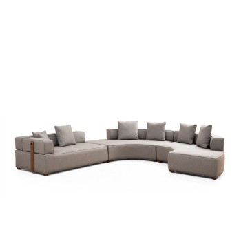Corner Sofa Gondol-4 (CHL-SOL-CHL-SAĞ-3R) - Grey Grey