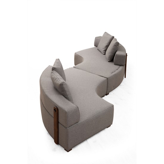 Corner Sofa Gondol-5 (CHL-SAĞ-CHL-SAĞ) - Grey Grey