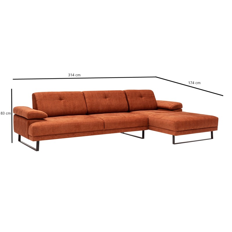 Corner Sofa Mustang Large Right - Orange Orange